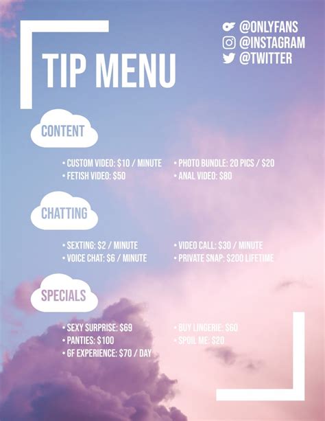 only fans menu ideas|OnlyFans Tip Menu Ideas With Examples 